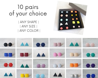 Set di 10 paia di orecchini, set di orecchini a perno grandi, set di orecchini a perno minimalisti, lotto di orecchini, set di orecchini semplici unisex