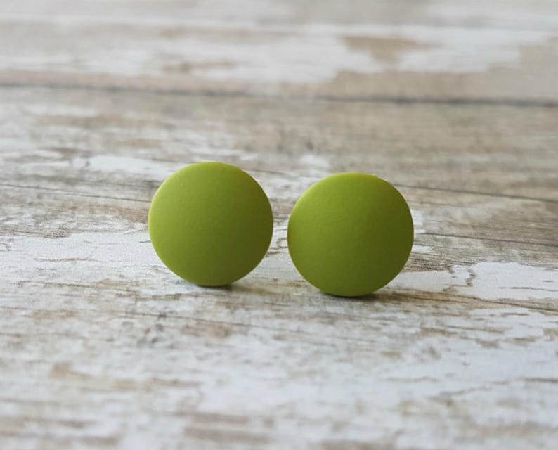 Lime Green Stud Earrings Titanium Earrings Green Lime Studs Etsy