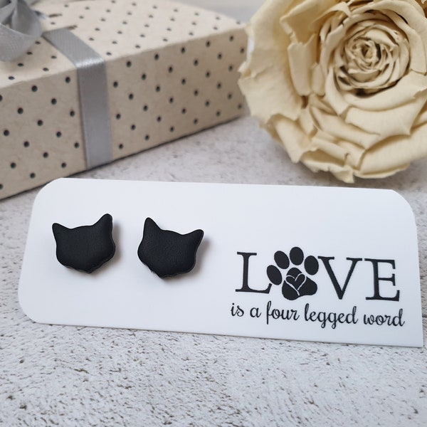 Black cat earrings, Animal jewelry black, Cat stud earring hypoallergenic, Cat lover gift jewelry, Kitten studs, Cat post earrings, Cat gift
