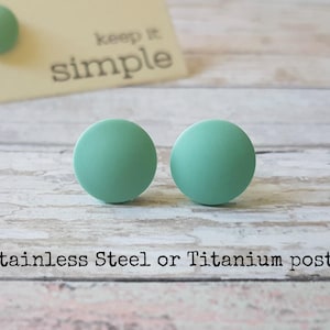 Mint stud earrings, Mint studs, Everyday earrings mint, Minimalist earrings, Everyday studs, Mint green earrings, Simple stud earrings