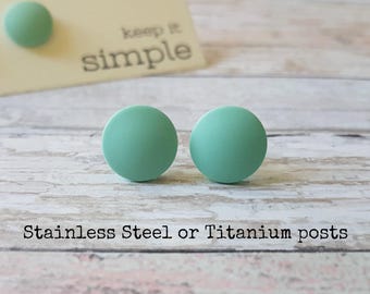 Mint stud earrings, Mint studs, Everyday earrings mint, Minimalist earrings, Everyday studs, Mint green earrings, Simple stud earrings