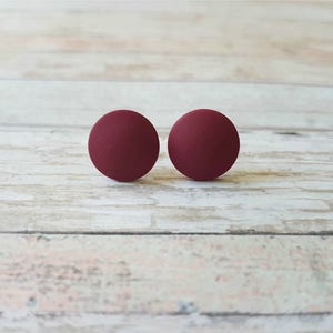 Burgundy Stud Earrings Simple, Titanium Earrings Burgundy, Dark Red ...