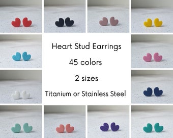 Heart stud earrings, Valentines Gift, Heart earrings stud, XOXO earrings for her, Hypoallergenic earrings, Heart studs, Cute stud earrings