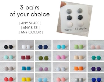 Ohrstecker 3er Set Ohrstecker, Titanium Ohrstecker, Schlichte Ohrstecker 3er Set, Minimalist geometrische Ohrringe, Mix and Match Ohrringe