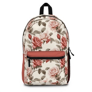 Rose Floral Backpack - Blossoming Summer Dreams - Durable, Roomy, Comfy - Perfect Gift for Nature Lovers & Style Enthusiasts