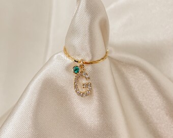 Cubic Zirconium Initial x Birthstone Midi Ring *TOP SELLER*