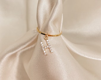 Gold Midi Ring Cubic Zirconium Initial