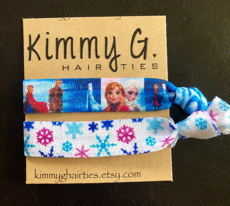 Set Of 2 Frozen Elastic Hair Ties Elsa Anna Hair Ties Frozen Etsy