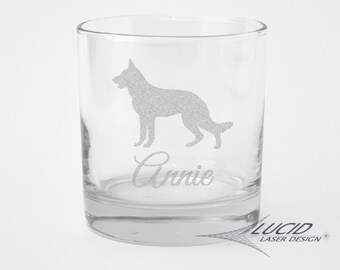 Personalized GERMAN SHEPHERD Rocks Glass ~ Laser Engraved ~ Custom Dog Lover Gift ~ Animal Lover ~ German Shepherd Gift ~  Dog Whiskey Glass