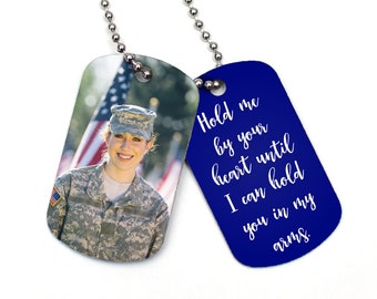 Etiqueta de perro con foto de despliegue en color ~ Regalo para el despliegue ~ Regalo de soldado ~ Regalo de etiqueta de perro con foto desplegada ~ Regalo de servicio militar ~ Familia militar