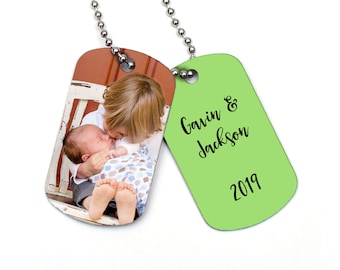 Custom Baby Photo Dog Tag ~ Foto a todo color ~ Madre, Padre Regalo, Abuelos, Abuela, Abuelo, Militar Dog Tag Collar Llavero
