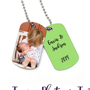 Custom Baby Photo Dog Tag ~ Full Color Photo ~ Mother, Father Gift, Grandparents, Grandma, Grandpa, Military Dog Tag Necklace Key Chain