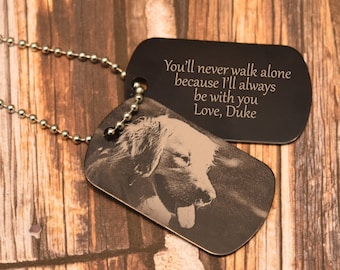 Custom Photo Dog Tag ~ ENVÍO GRATIS ~ Dog Owner Gift, Pet Owner, Cat Owner Quotes Pet Memory Sympathy - Military Dog Tag Necklace Llavero