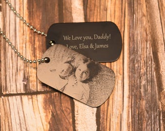 Etiqueta de perro con foto personalizada ~ Familia ~ ENVÍO GRATIS ~ Esposa esposa marido regalo, Marina, Ejército, Infantería de Marina, Fuerza Aérea, Llavero de collar de etiqueta de perro militar