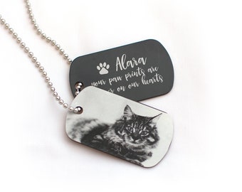 Etiqueta de foto de mascota PERSONALIZADA ~ Regalo conmemorativo de gato ~ Regalo de pérdida de mascota ~ Mascota favorita ~ Etiqueta de memoria de animal ~ Collar de recuerdo de mascota ~ Perro perdido ~ Gato perdido