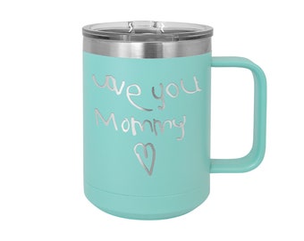 Taza térmica con diseño infantil grabado a láser personalizado. Ideal como regalo para abuelos, padres, tíos, profesores y más.
