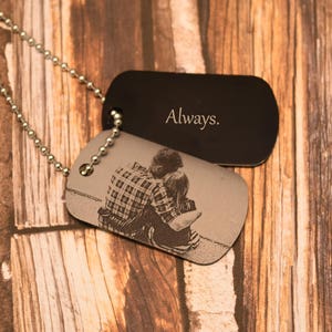 CUSTOM Photo Dog Tag ~ Couples Photo ~ FREE SHIPPING ~ Boyfriend, Girlfriend, Fiance, Wedding Gift, Military Dog Tag Necklace Key Chain