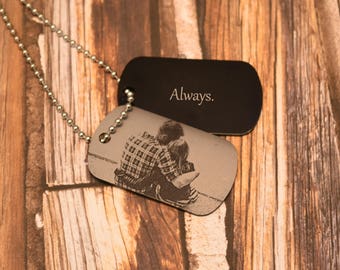 Custom Photo Dog Tag ~ Foto de pareja ~ ENVÍO GRATIS ~ Novio, Novia, Prometido, Regalo de bodas, Collar de etiqueta de perro militar Llavero