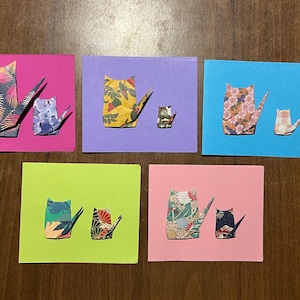 Biglietto per auguri o messaggi con gatti origami