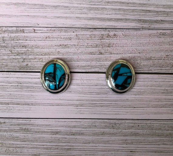 Mexico Sterling Silver Turquoise Onyx Colored Pos… - image 2