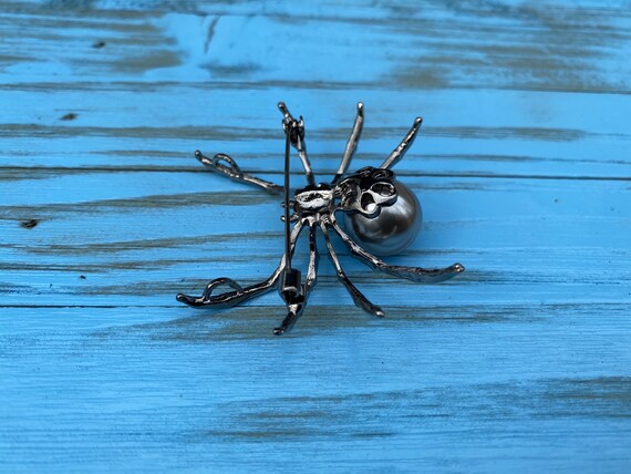 Black Widow Tarantula Spider Brooch Pin Silver Pe… - image 5