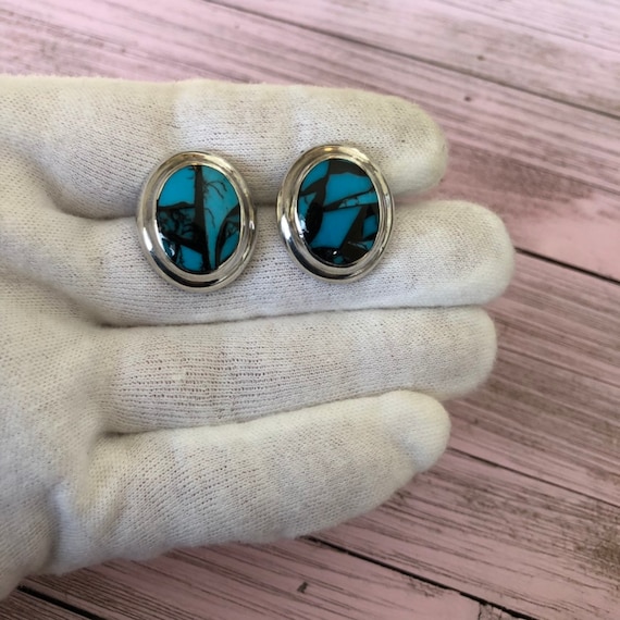 Mexico Sterling Silver Turquoise Onyx Colored Pos… - image 1