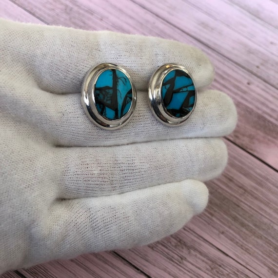 Mexico Sterling Silver Turquoise Onyx Colored Pos… - image 7