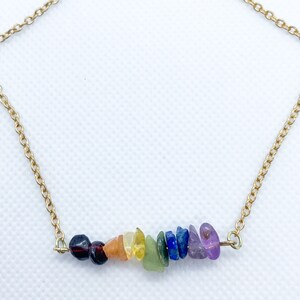 Rainbow Gemstone Necklace | Rainbow Crystal Necklace | Pride Necklace | Queer Necklace | LGBTQIA2+ Necklace | Pride Jewelry | LGBT Necklace