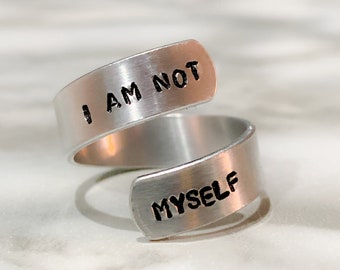 I Am Not Myself Ring | Hotel Mira Ring | Band Ring | Lyrics Ring | Metal Stamped Ring | Album Ring