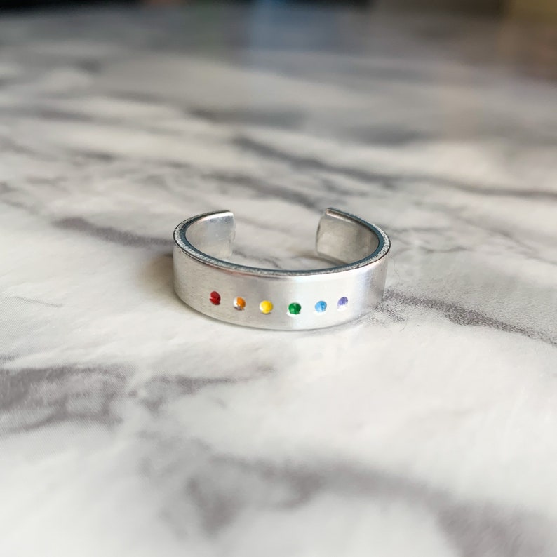 Queer Pride Minimalist Ring Rainbow Ring LGBTQIA Ring LGBT Ring Rainbow Jewelry Gay Pride Jewelry Queer Jewelry Pride Ring image 2