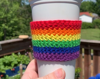 Pride Flag Cup Cozy | Queer Cup Cozy | LGBT Cup Cozy | LGBTQ Cup Cozy | Queer Pride Cup Cozy