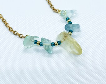 Citrine and Fluorite Necklace | Gemstone Necklace | Gift for Her | Crystal Necklace | Birthday Gift | Bridesmaid Gift | Crystal Gift