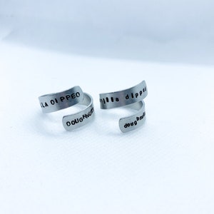 CUSTOM Handstamped Wrap Ring | Personalized Ring | You Choose Font, Writing, and Colour | Custom Gift