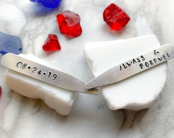 Custom Hand Stamped Collar Stays | Anniversary Collar Stays | Personalized Collar Stays | Men's Gift