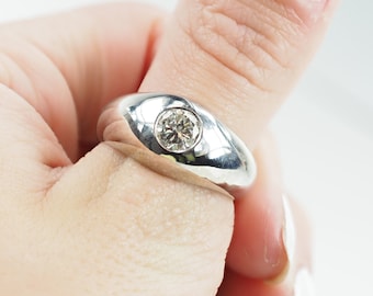 Vintage 1990s 14kw Gents Diamond Ring .82ct