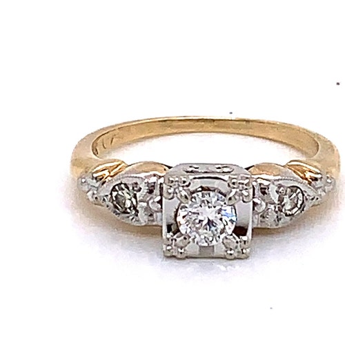Vintage 1950s Modern Cut Diamond Engagement Ring With Halo - Etsy