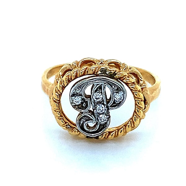Mens Gold P Ring Etsy
