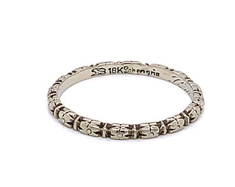 Vintage 1930's 18k white gold orange blossom wedding band with trademark "Lohengrin"