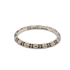Vintage 1930&#39;s 18k white gold orange blossom wedding band with trademark &quot;Lohengrin&quot;