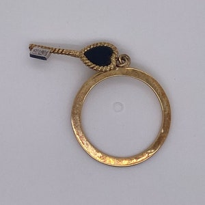 Vintage 14k yellow gold heart key with key ring charm