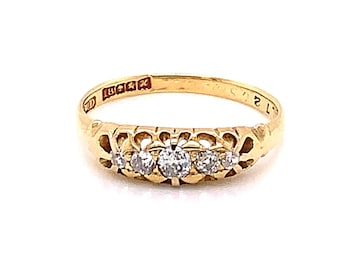 Vintage 1900's 18k yellow gold Edwardian diamond wedding band .25ct