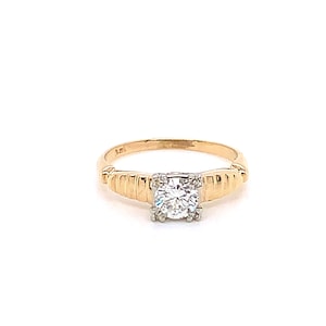 Vintage 1940&#39;s 14k yellow gold Art Deco diamond engagement ring .38ct