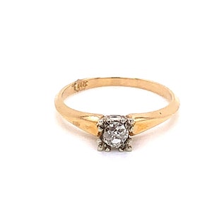 Vintage 1940s Diamond Engagement Ring With Old Mine Cut .15ct