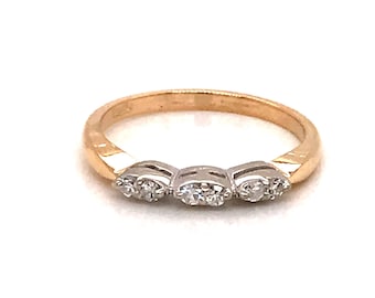 Vintage 1950's 14k 2-tone gold marquise shape diamond wedding band .12ct