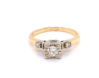 Anillo de compromiso de diamantes vintage de los años 1940, .20 ct
