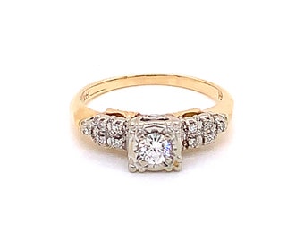 Anillo de diamantes vintage de 1940 .20ct