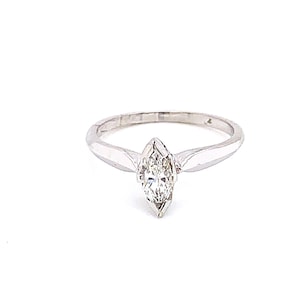 Vintage 1960&#39;s Marquise diamond solitaire engagement ring .34ct