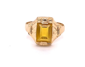 Vintage 1940&#39;s 10k yellow gold yellow stone ring