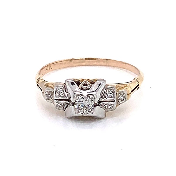 Vintage 1940s 14k Gold Diamond Engagement Ring .10ct