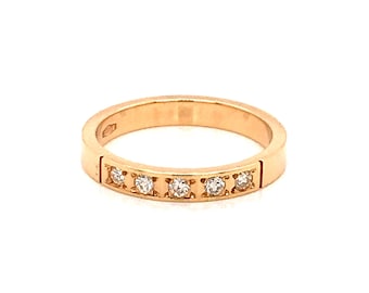Vintage 1990's 14k yellow gold five diamond bead set wedding band .15ct
